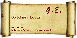 Goldman Edvin névjegykártya